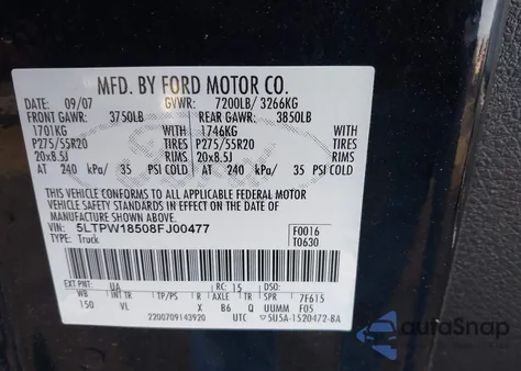 2008 Lincoln Mark Lt из США, поврежденный, VIN 5LTPW18508FJ00477